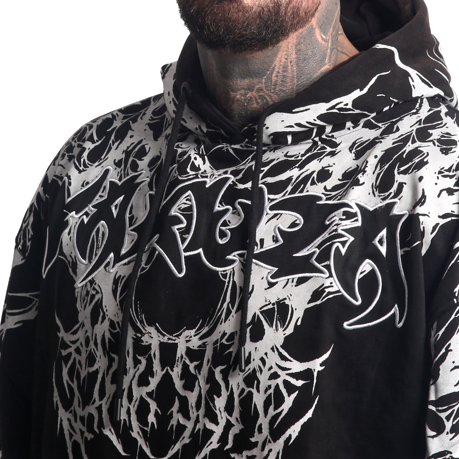 Yakuza pánská mikina s kapucí Reignz Acid Oversized Hoodie black S
