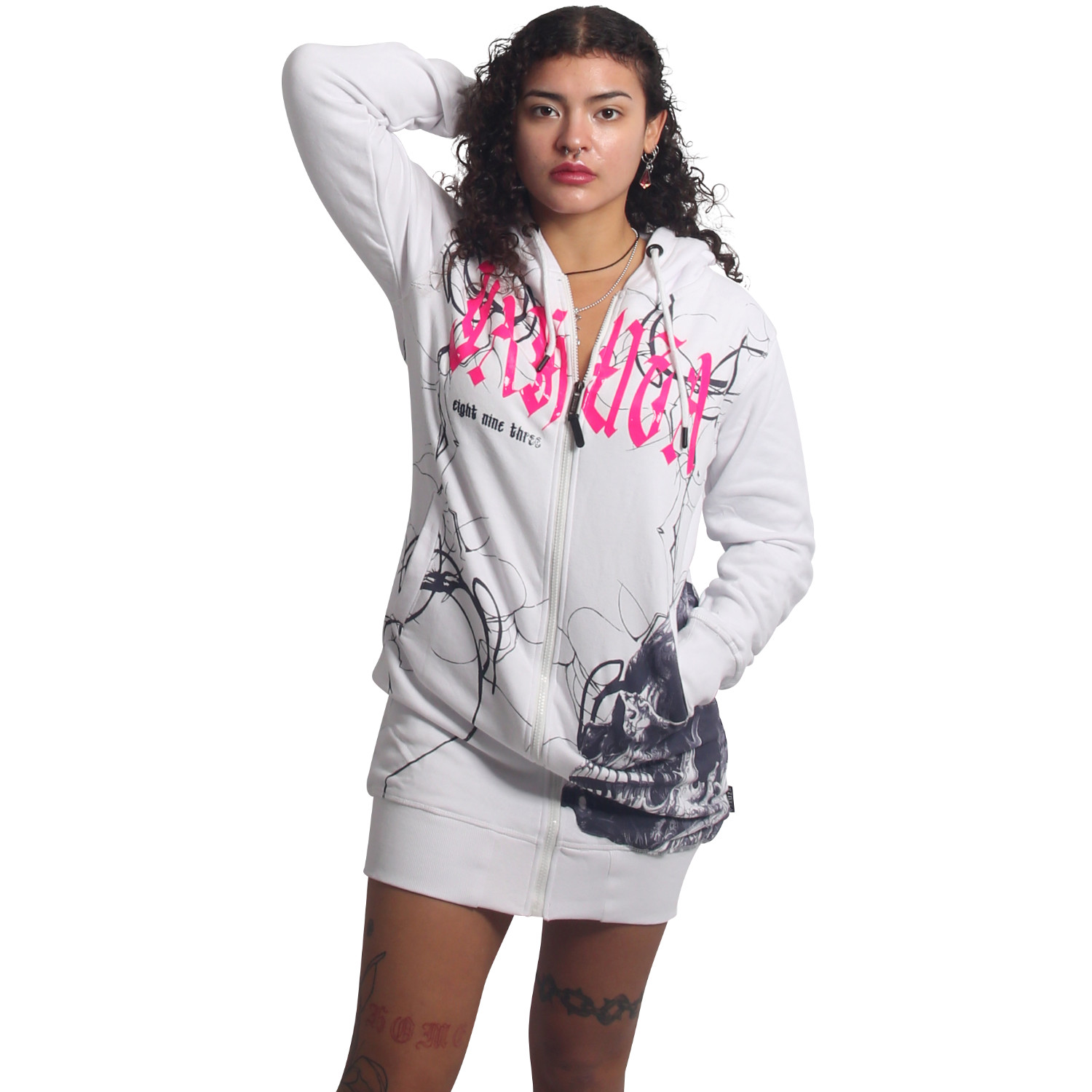 Yakuza dámská mikina na zip Pareidolia Long Zip Hoodie