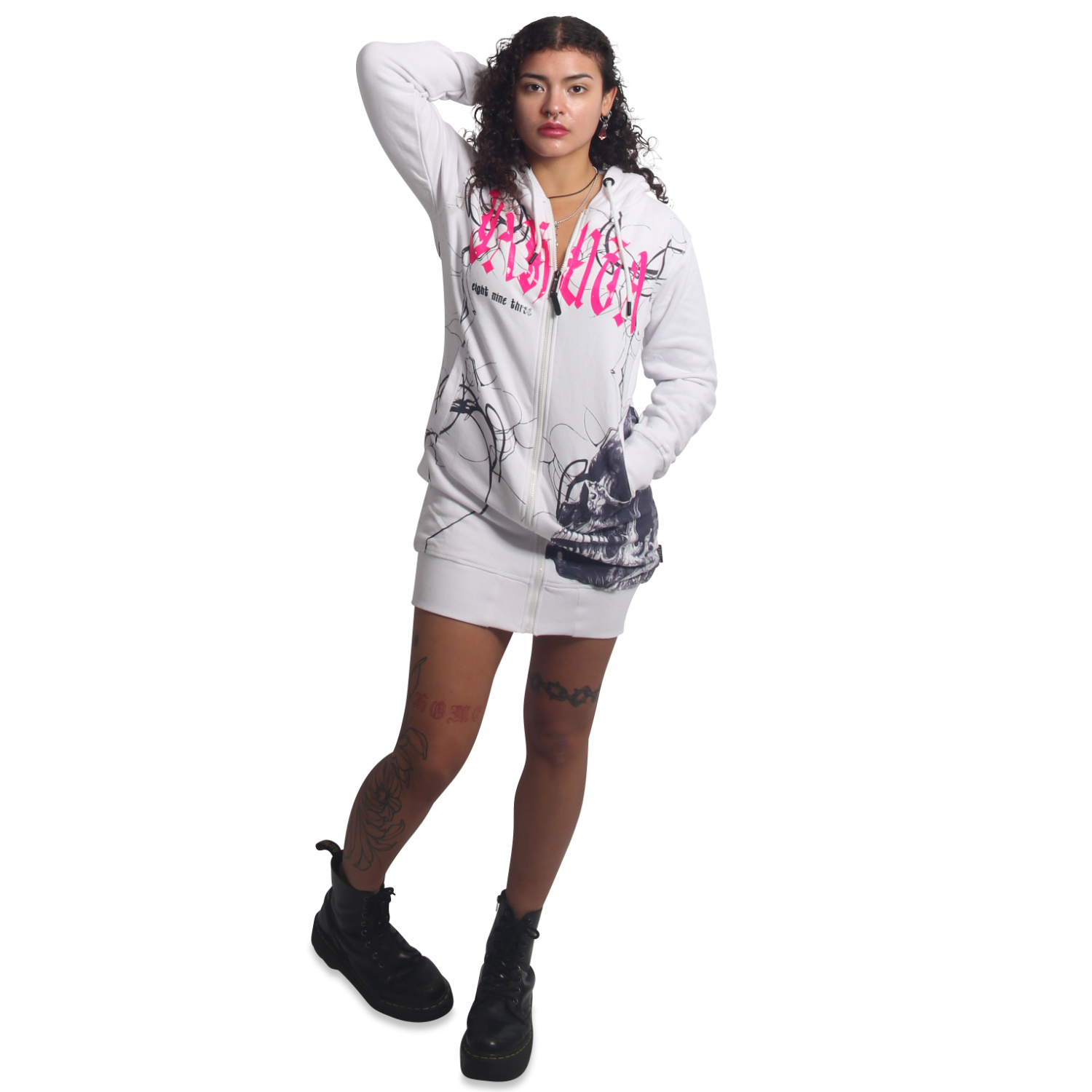 Yakuza dámská mikina na zip Pareidolia Long Zip Hoodie white L