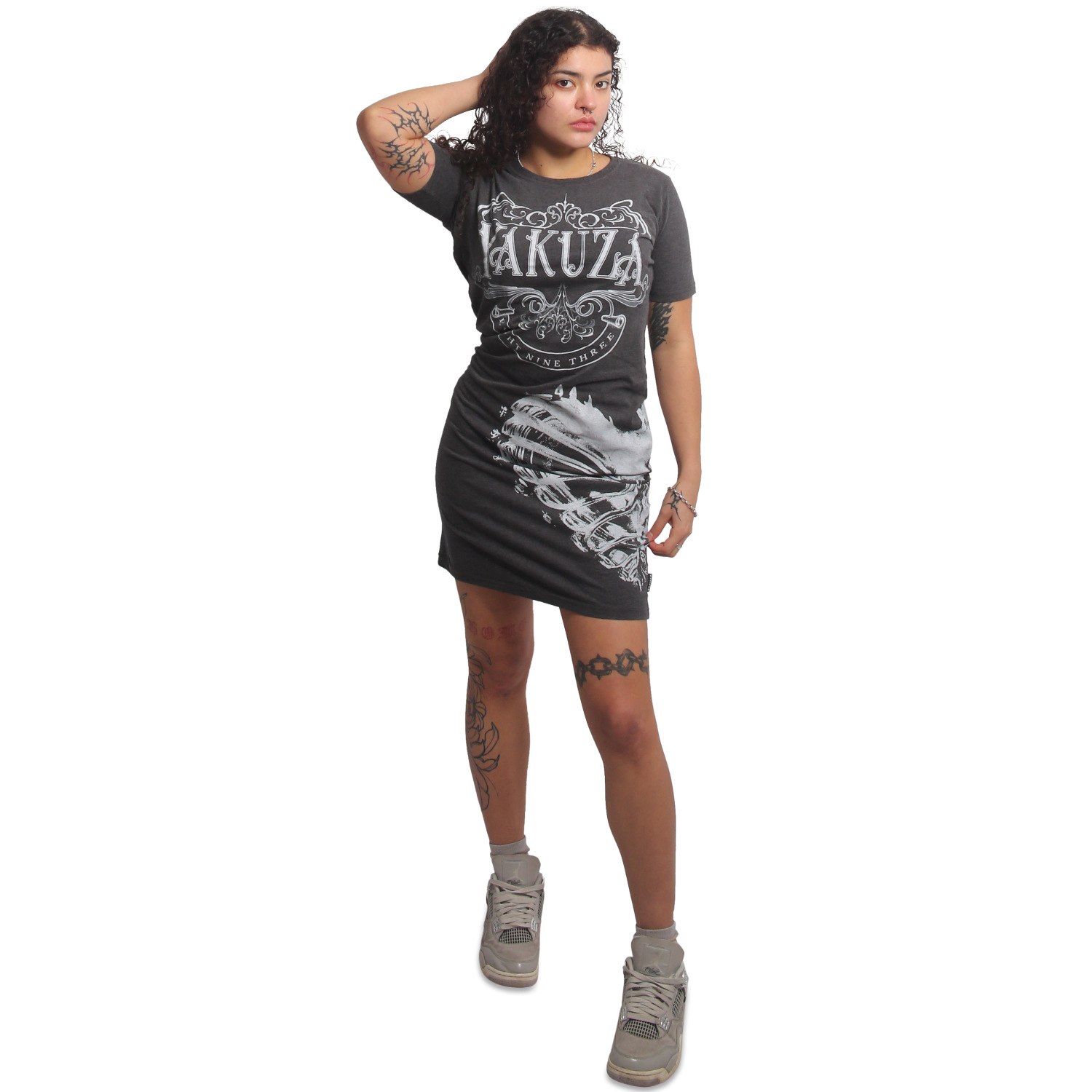 Yakuza dámské šaty Liquid Heart Casual T-Shirt Dress mottled/black XS