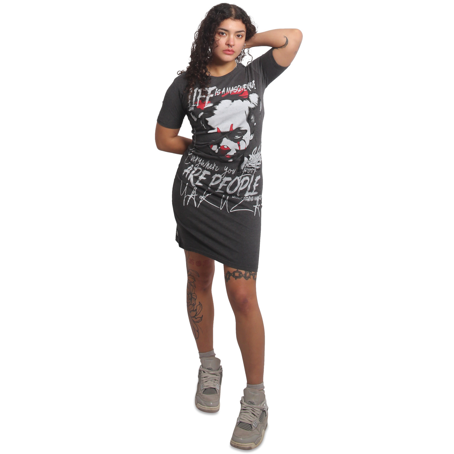 Yakuza dámské šaty Masquerade V02 Casual T-Shirt Dress mottled/black L