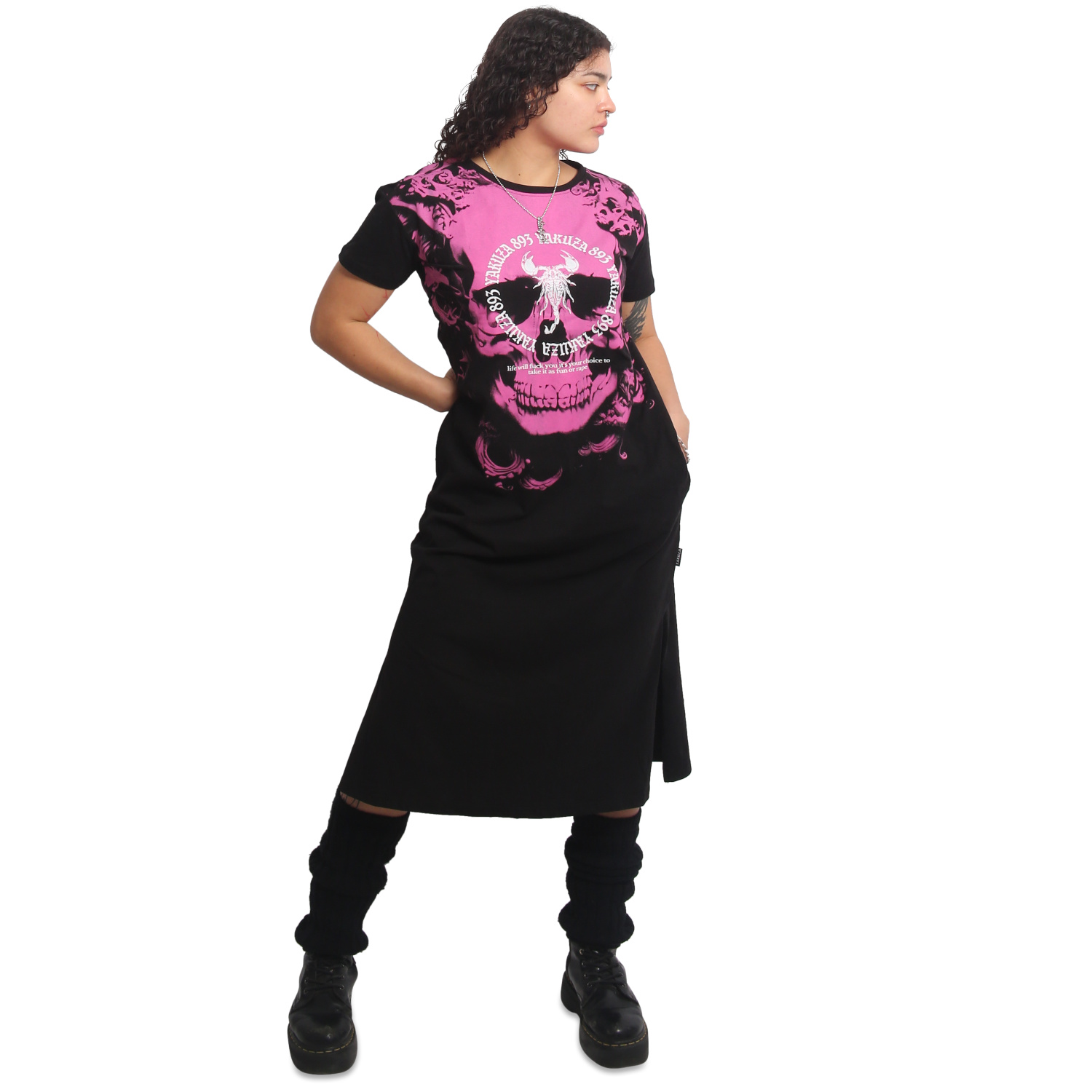 Yakuza dámské šaty Lost Skull Midi T-Shirt Dress black 2XL