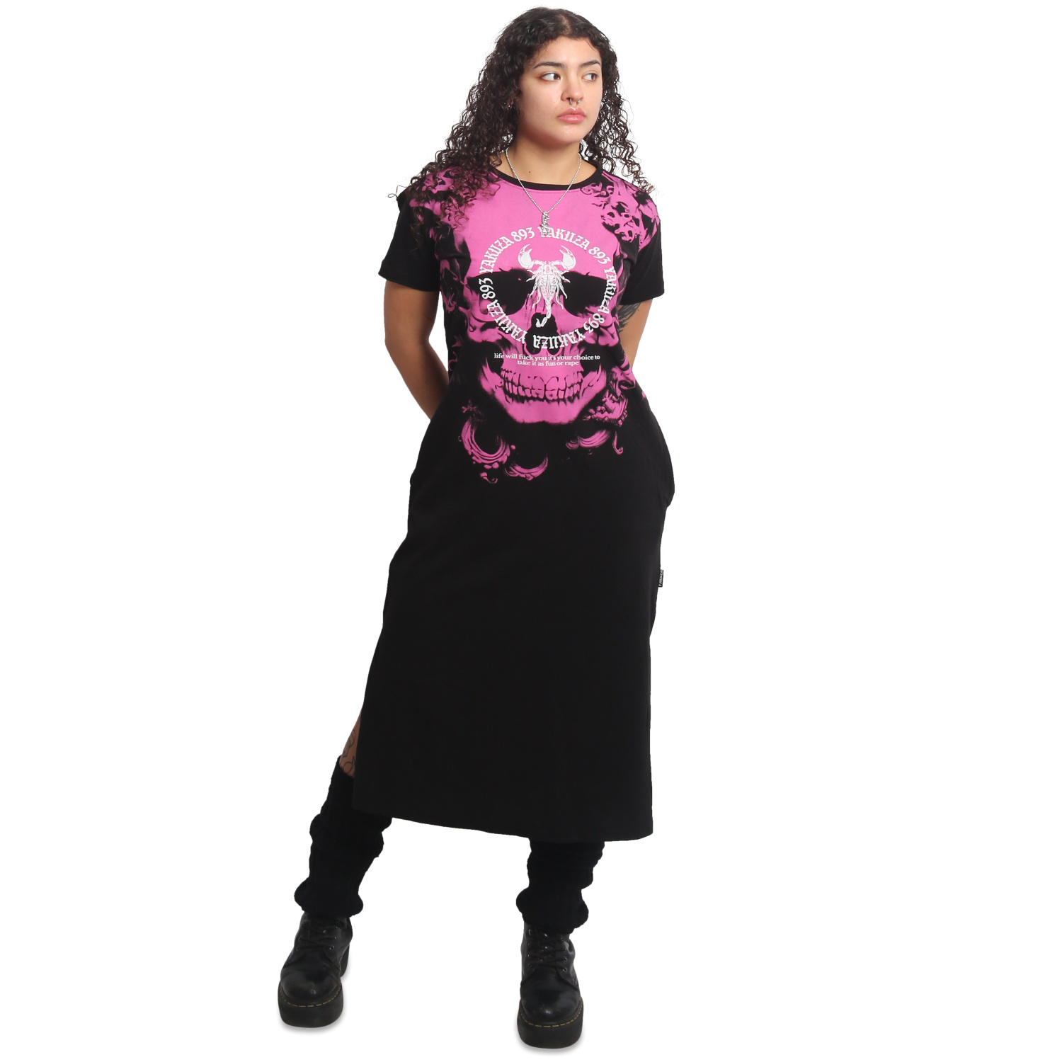 Yakuza dámské šaty Lost Skull Midi T-Shirt Dress black 2XL