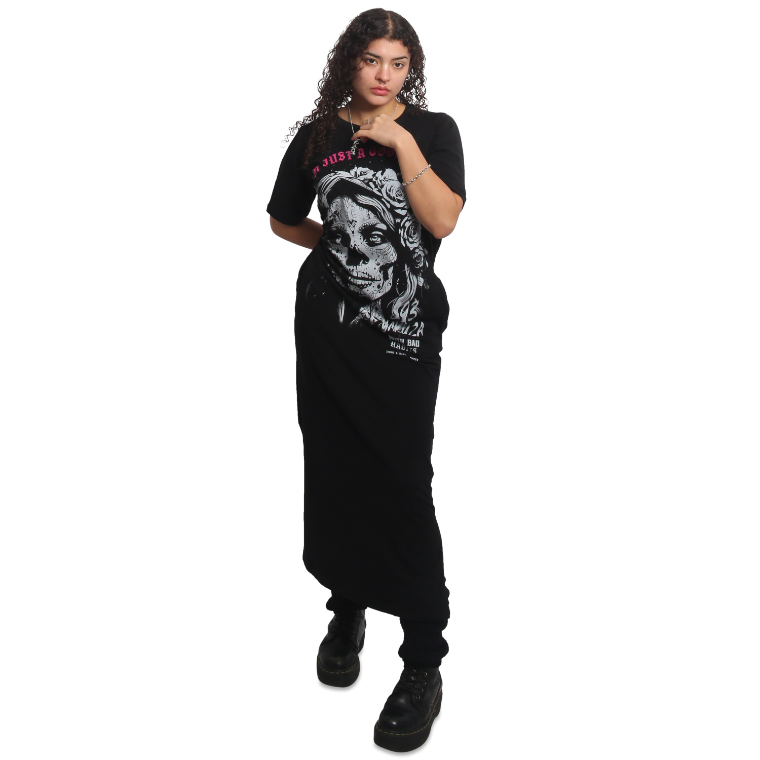 Yakuza dámské šaty Good Girls Maxi T-Shirt Dress black S