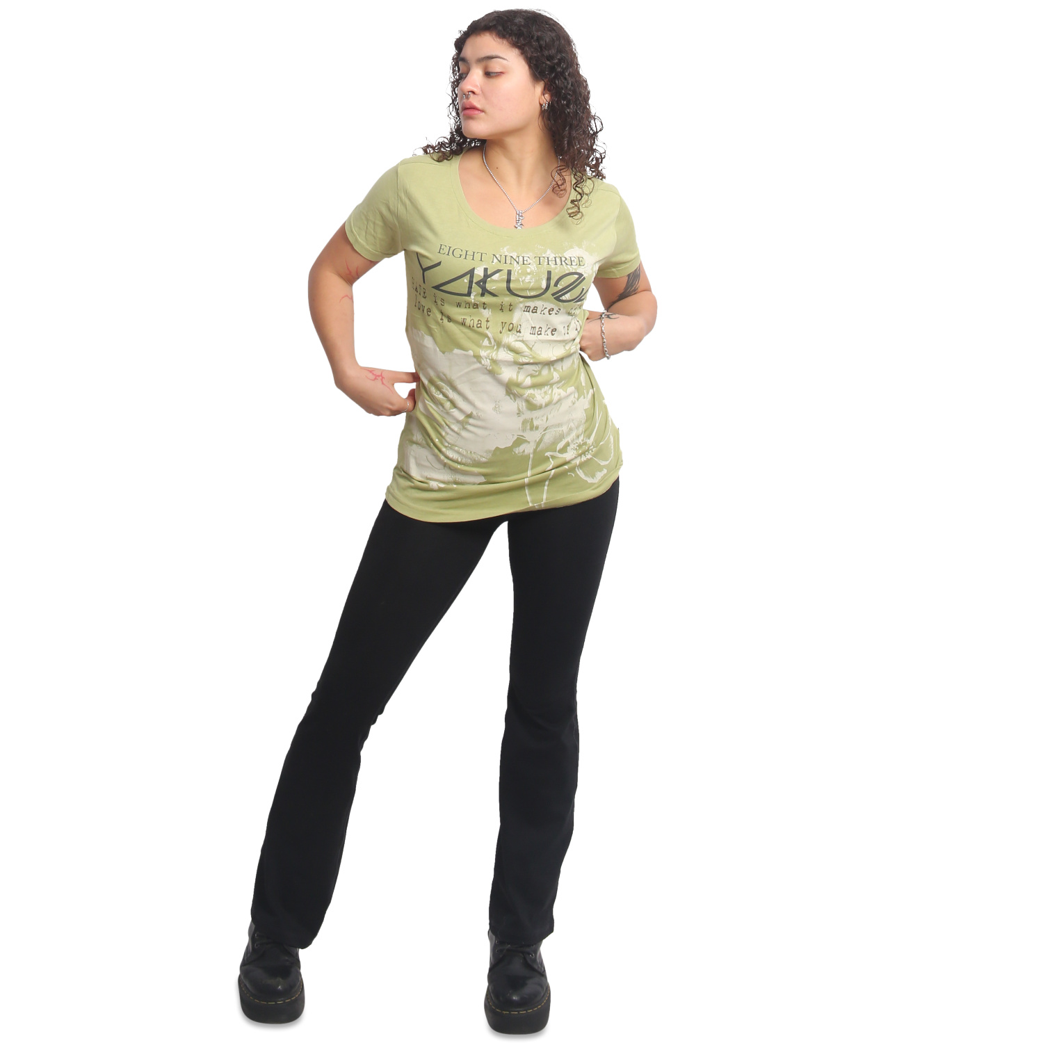 Yakuza dámské tílko Hidden Curved Crew Neck T-Shirt tarragon M