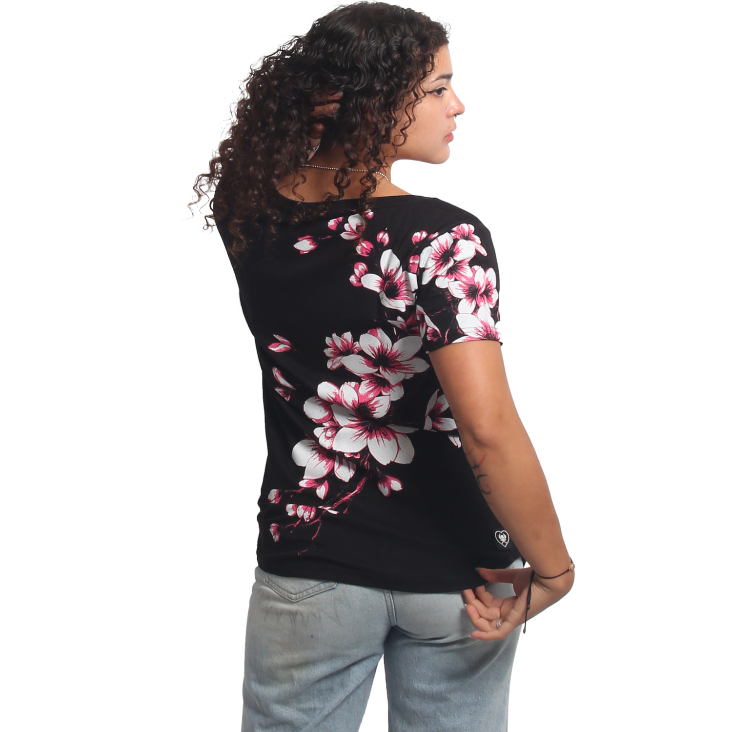 Yakuza dámské tílko Hanami Curved Crew Neck T-Shirt black 3XL