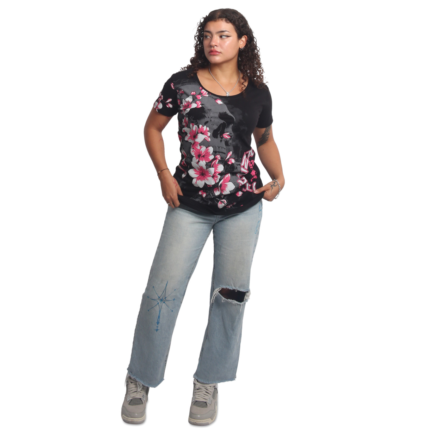 Yakuza dámské tílko Hanami Curved Crew Neck T-Shirt black 3XL