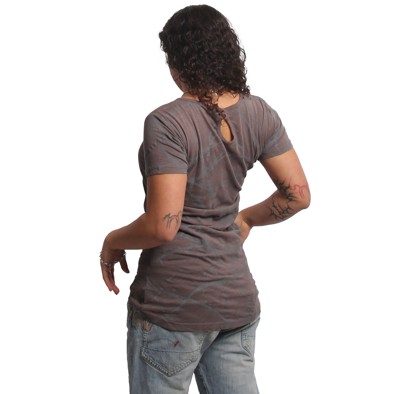 Yakuza dámské tílko Thorns Allover Long Tail T-Shirt dark/gull/gray M