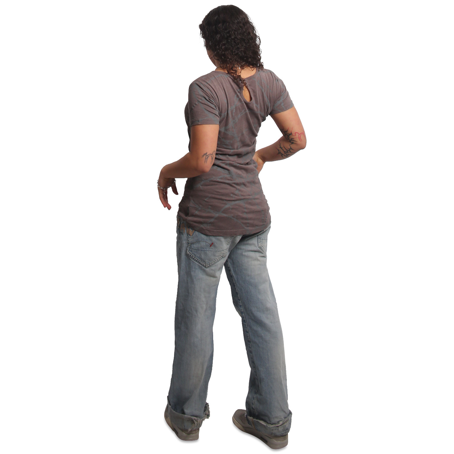 Yakuza dámské tílko Thorns Allover Long Tail T-Shirt dark/gull/gray M