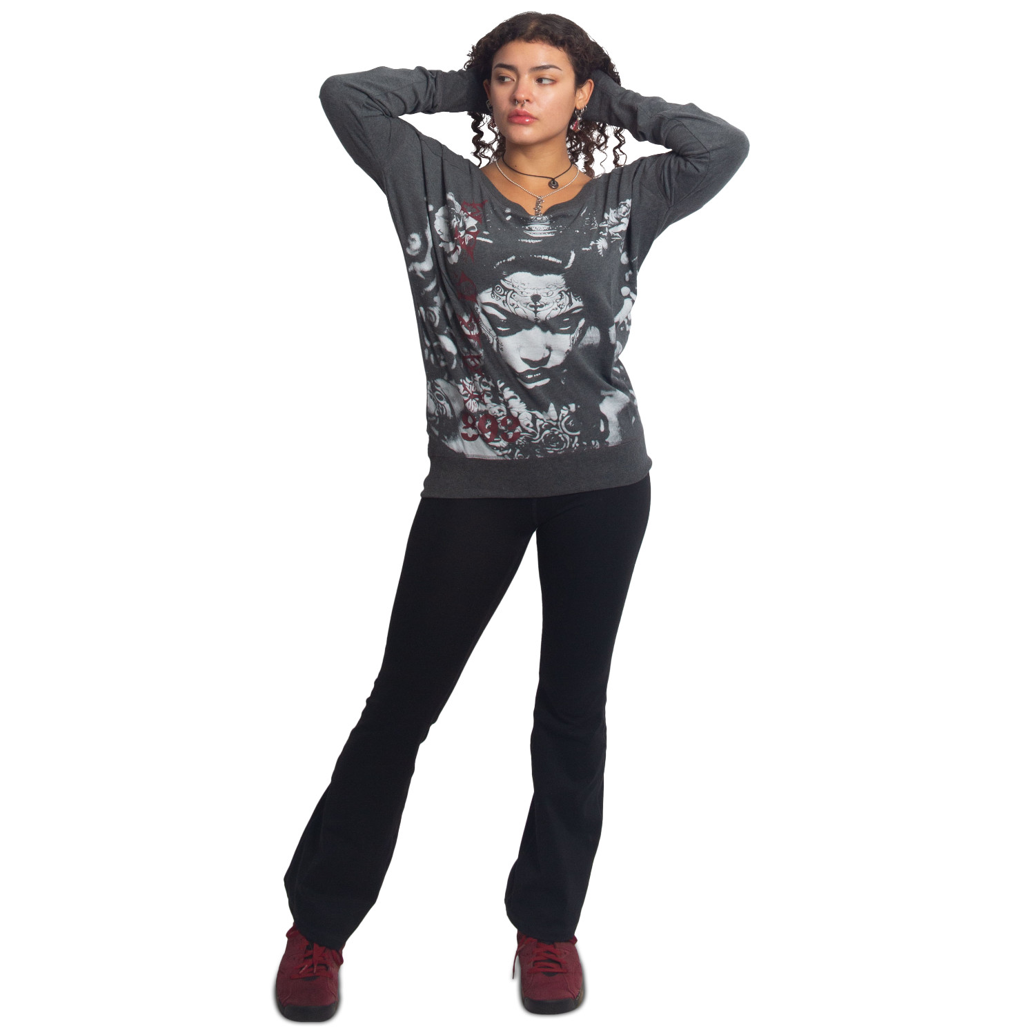 Yakuza dámské tričko s dlouhým rukávem Mystic Urban Longsleeve T-Shirt mottled/black XL