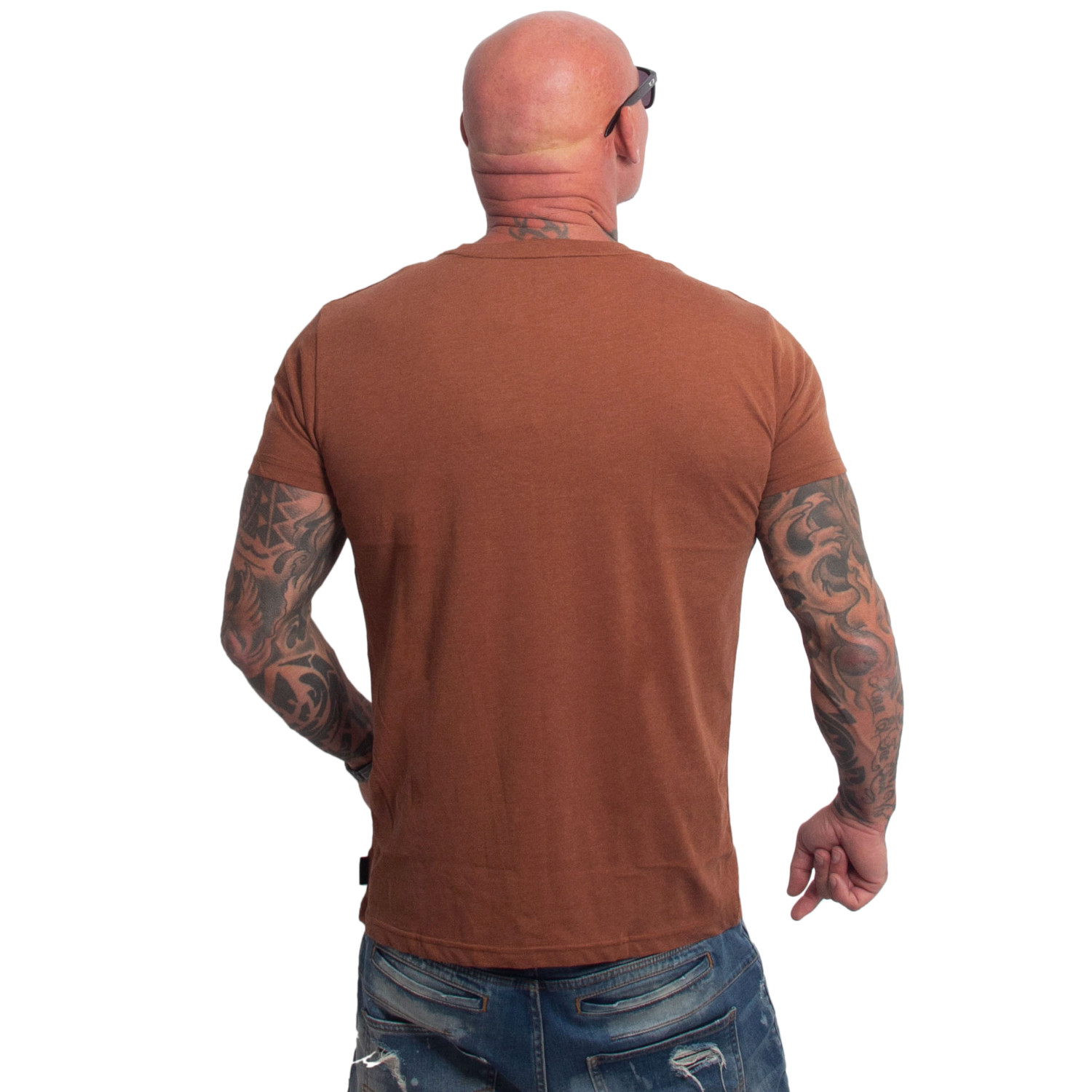 Yakuza pánské tričko Plain Regular Basic T-Shirt brown 4XL