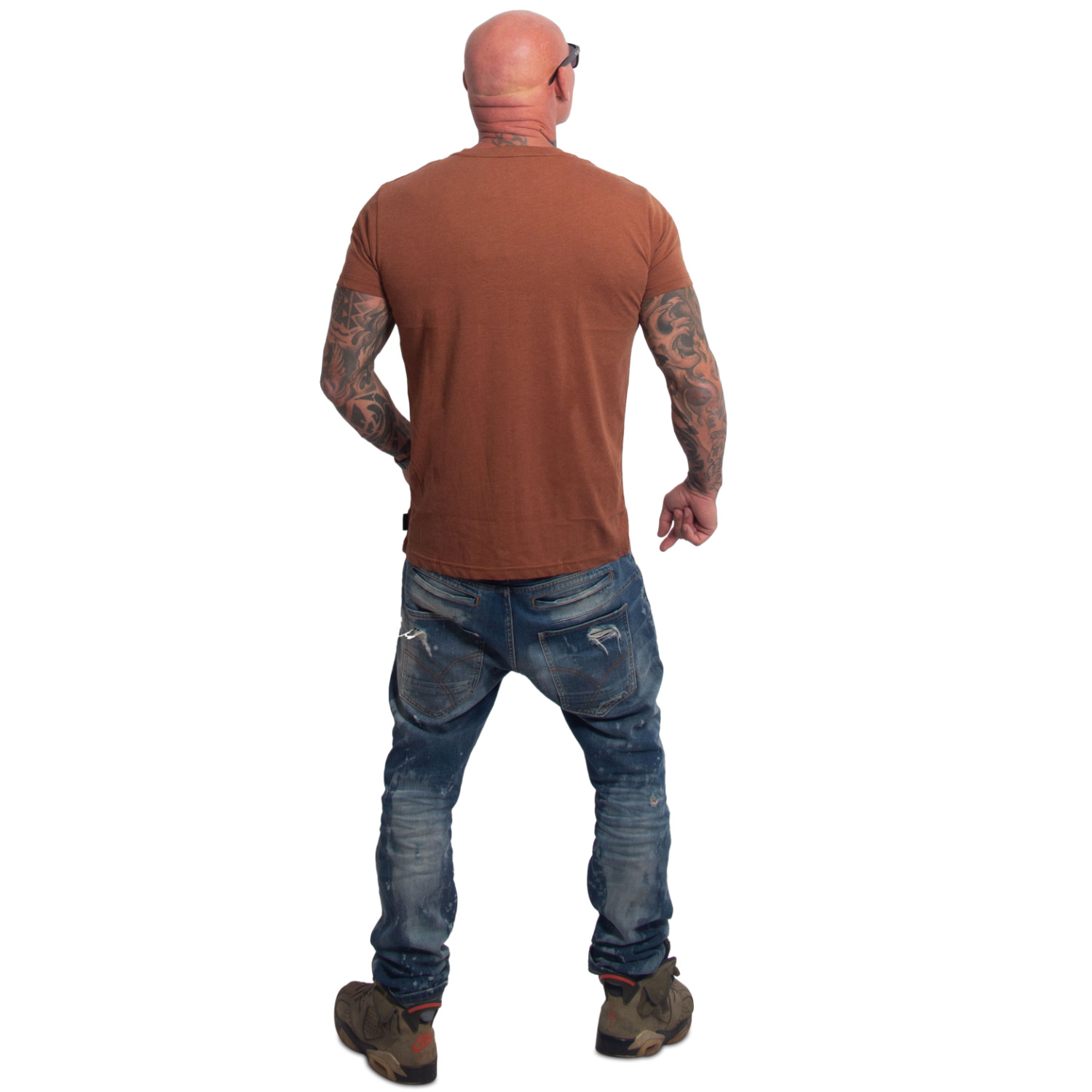 Yakuza pánské tričko Plain Regular Basic T-Shirt brown 4XL