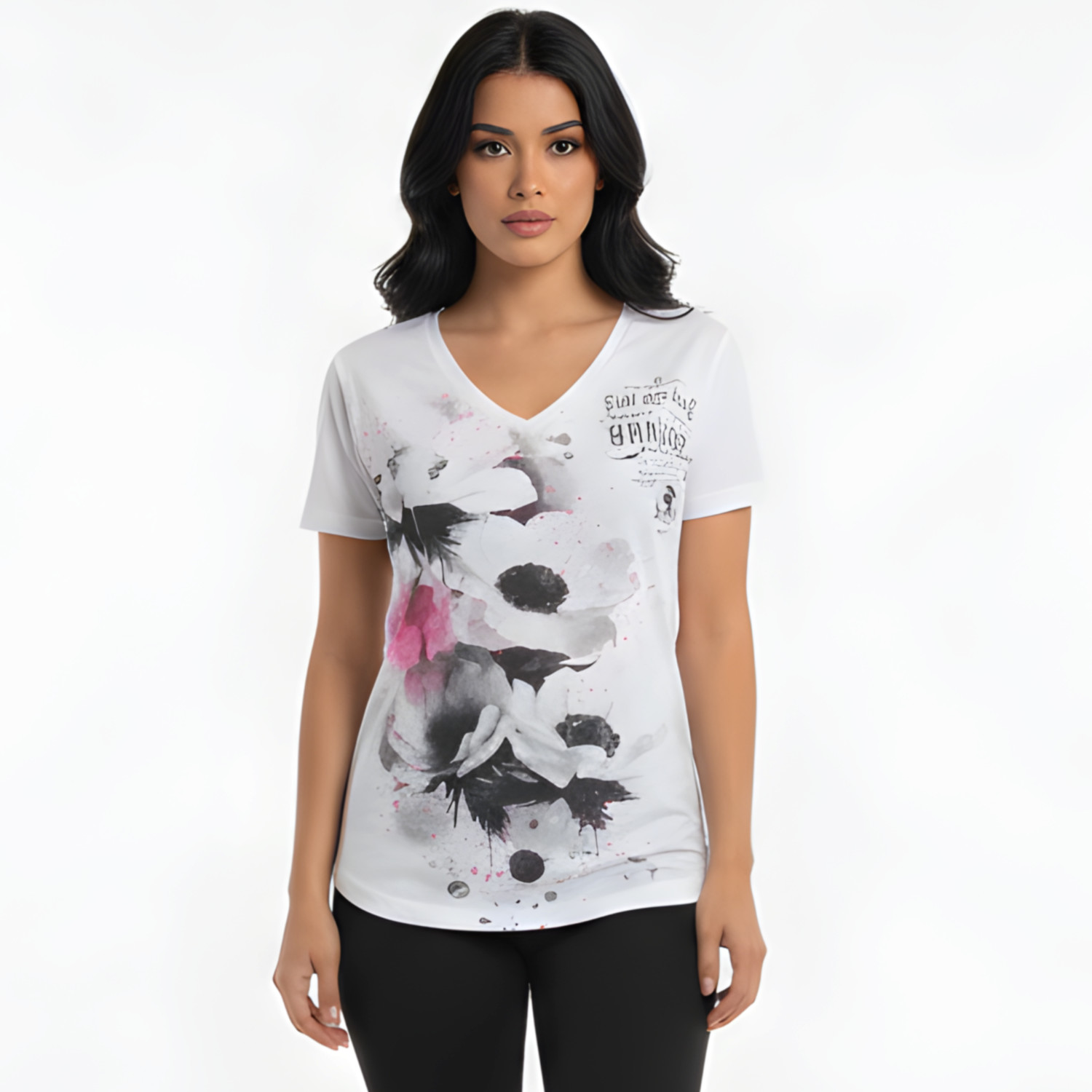 Yakuza dámské tílko Flower Style Curved V Neck T-Shirt