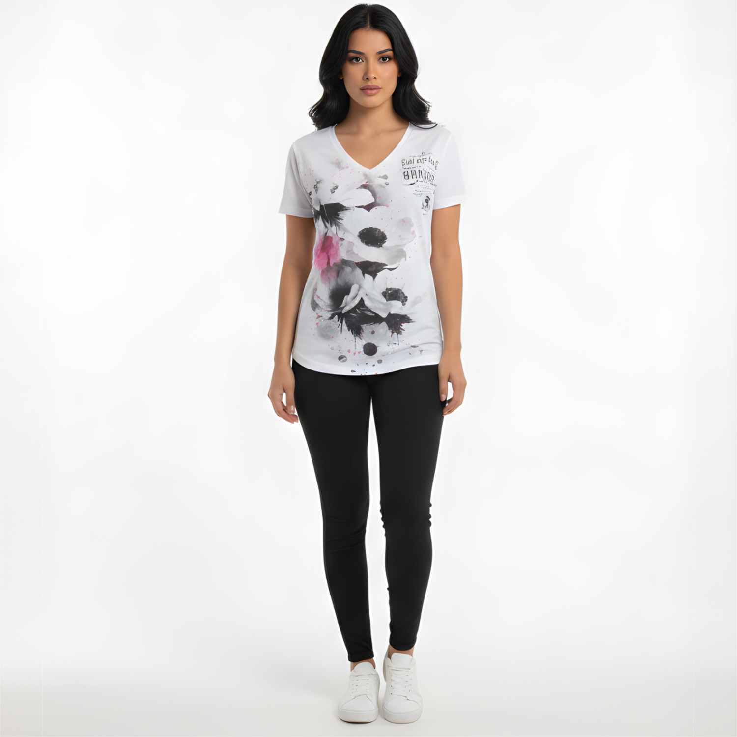 Yakuza dámské tílko Flower Style Curved V Neck T-Shirt