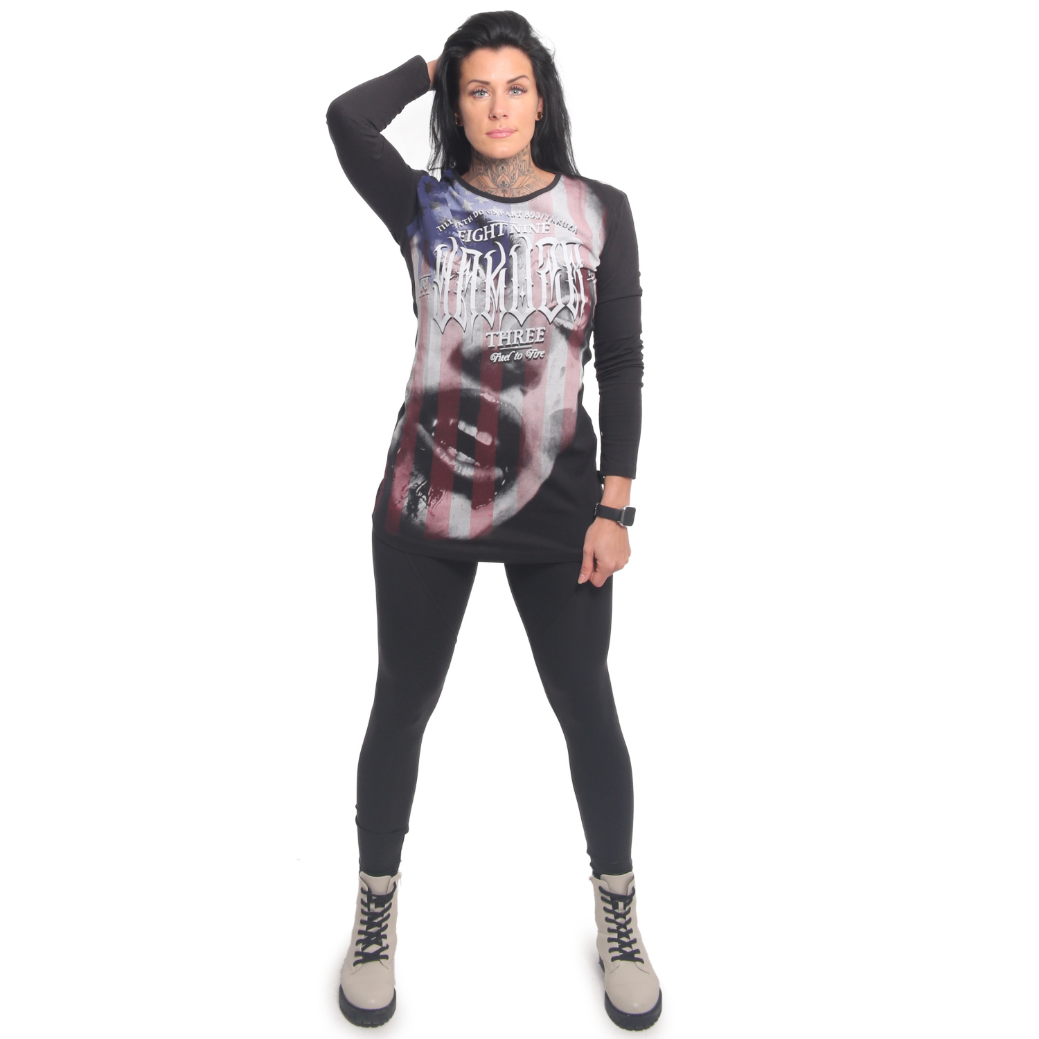 Yakuza dámské šaty Metal Claim Longsleeve T-Shirt Dress black XS