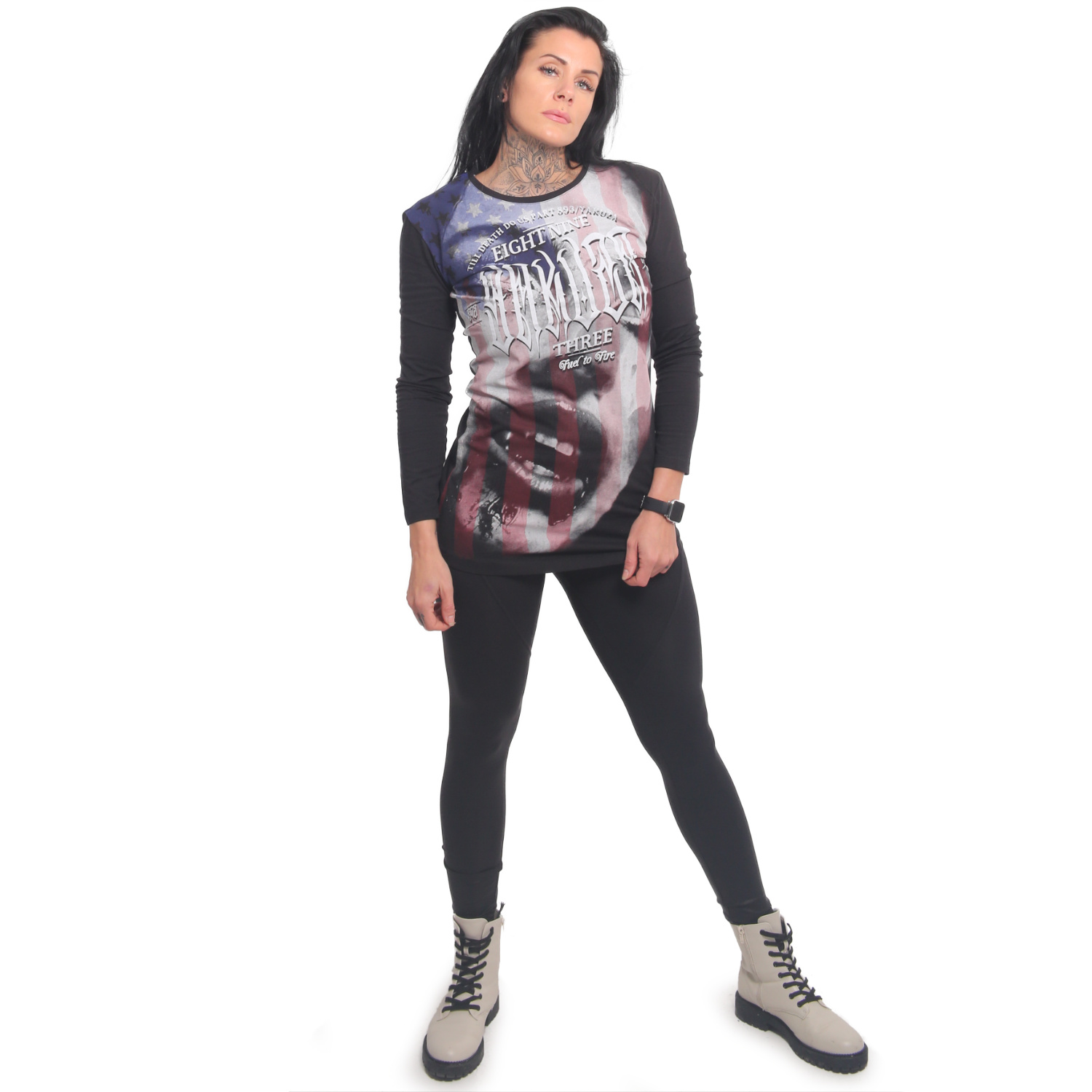 Yakuza dámské šaty Metal Claim Longsleeve T-Shirt Dress black XS