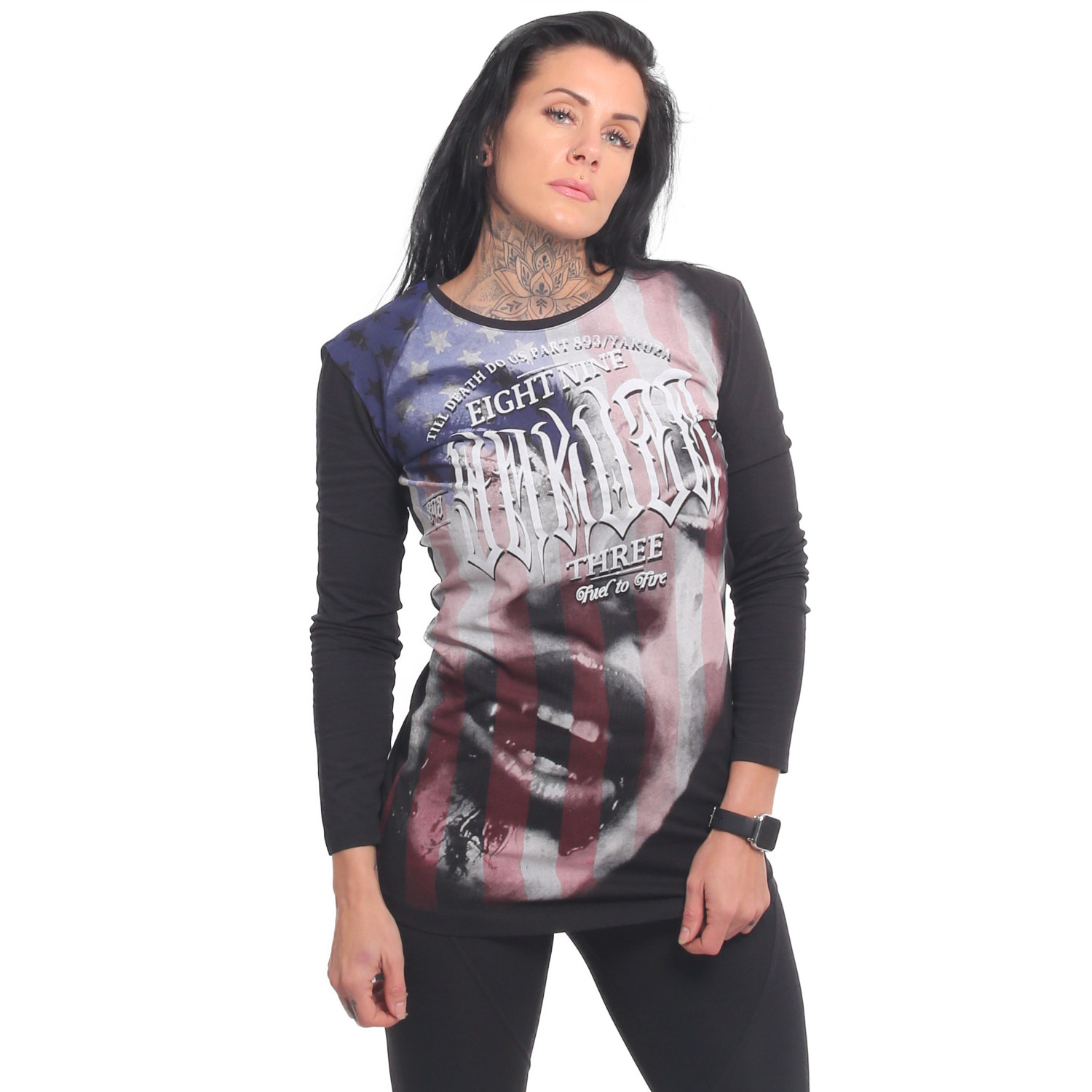 Yakuza dámské šaty Metal Claim Longsleeve T-Shirt Dress black XS