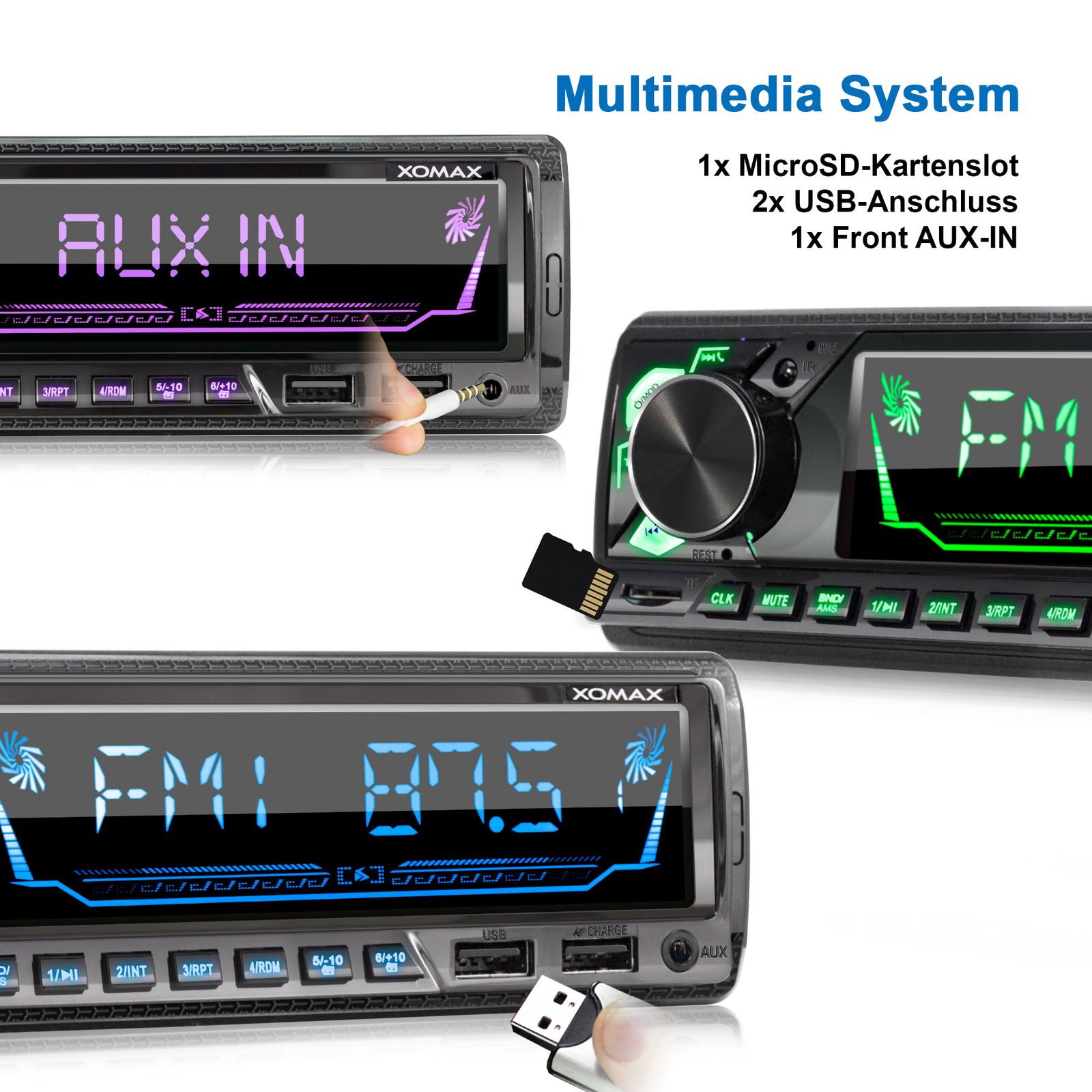 XOMAX XM-R280 Autoradio mit Bluetooth Freisprecheinrichtung, 2. USB mit  Ladefunktion, Aux In, 1 DIN