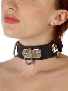 O Ring von Lwph Breites starkes schwarzes Leder Halsband mit 3 Ringen O Ring von Lwph Breites starkes schwarzes Leder Halsband mit 3 Ringen