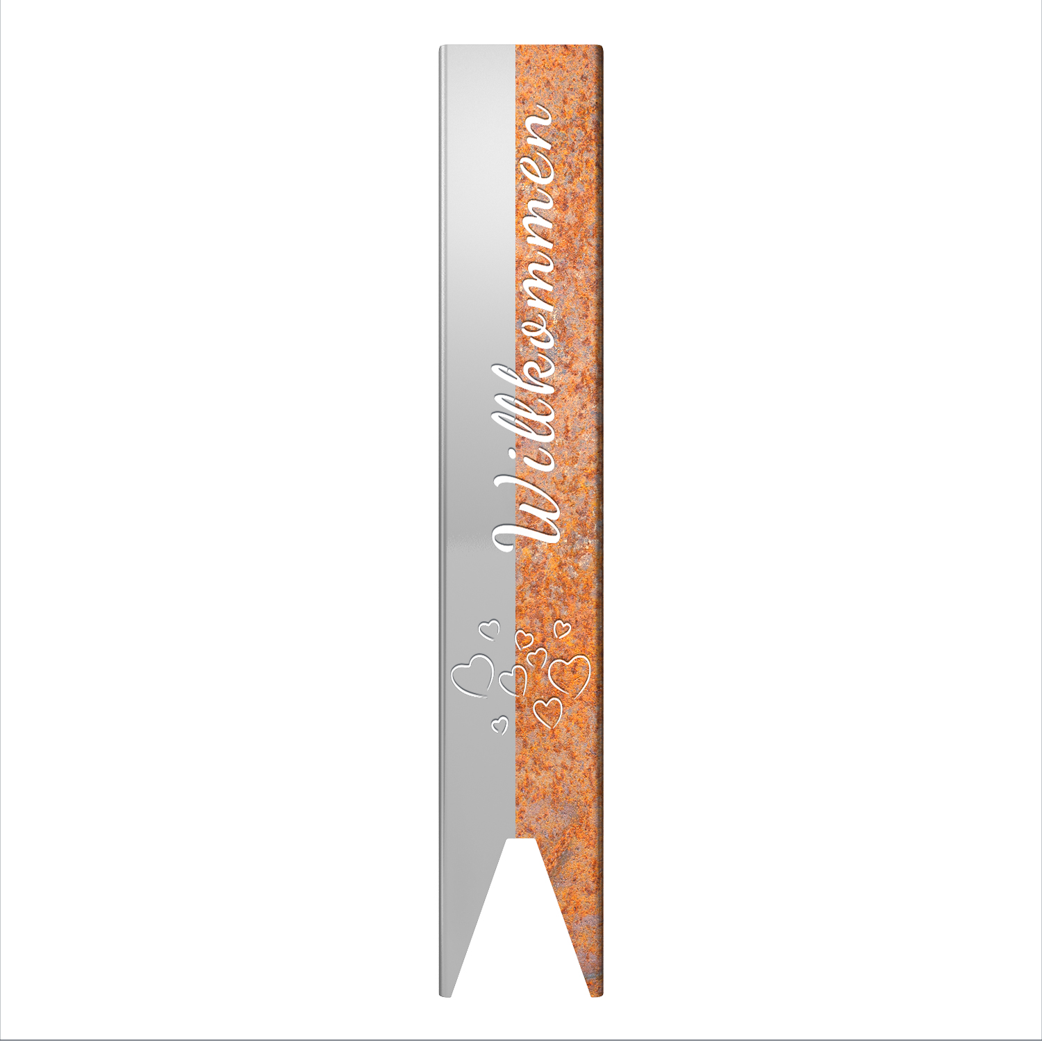 Willkommen Gartenstecker Gartenschild Garten Deko Rost-Optik LED  78 cm x 20cm 