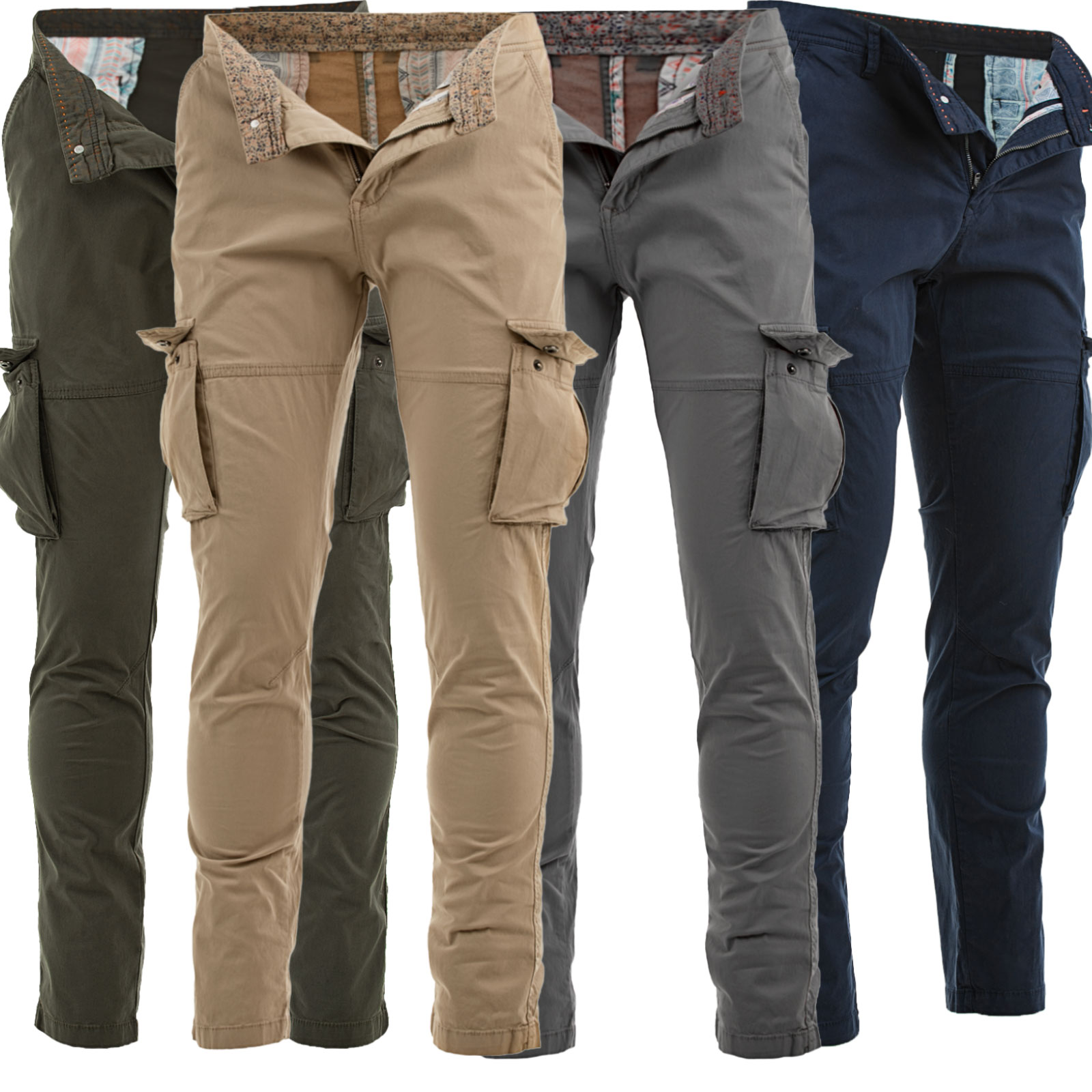 Pantaloni Uomo Cargo con Tasche Laterali Slim Fit Pantalone Estivo Tas Instinct.Moda