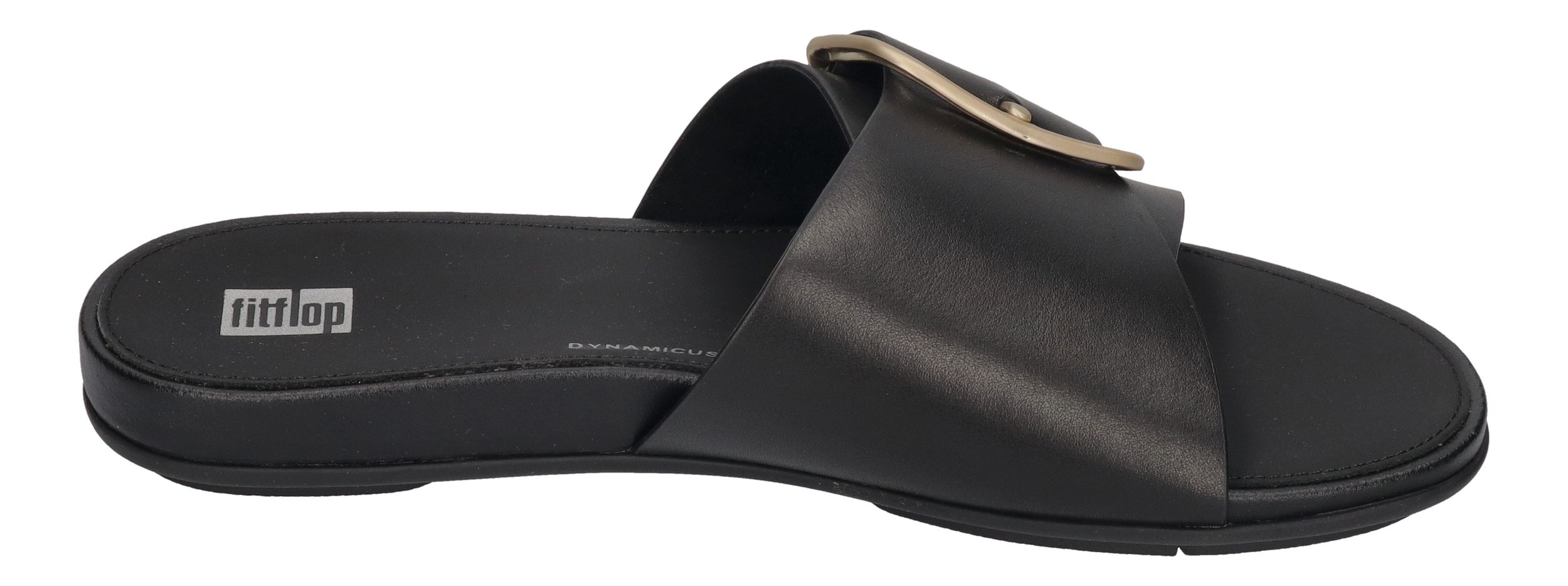 FITFLOP - GRACIE MAXI-BUCKLE LEATHER SLIDES HM6 - black | shoedeal.de