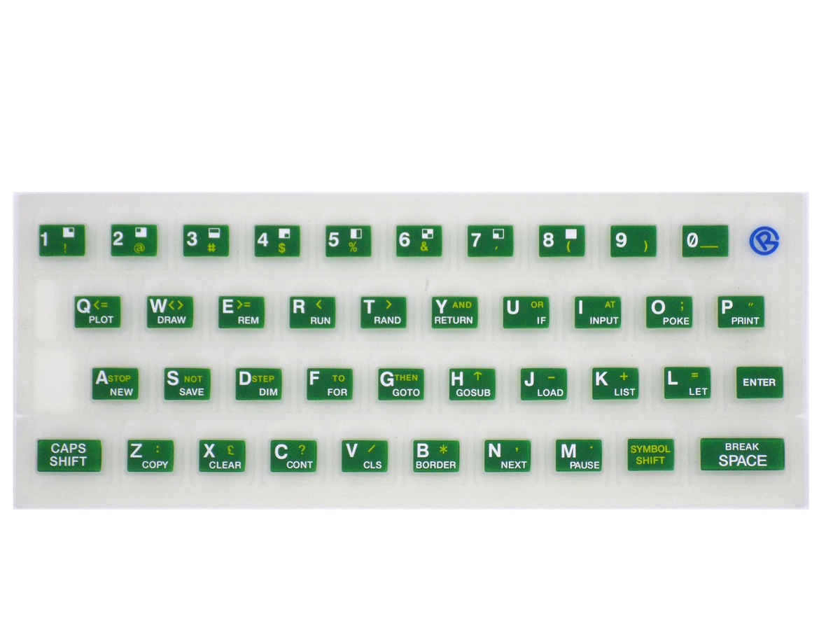Fluorescent rubber keyboard mat for ZX Spectrum 16k / 48k, green