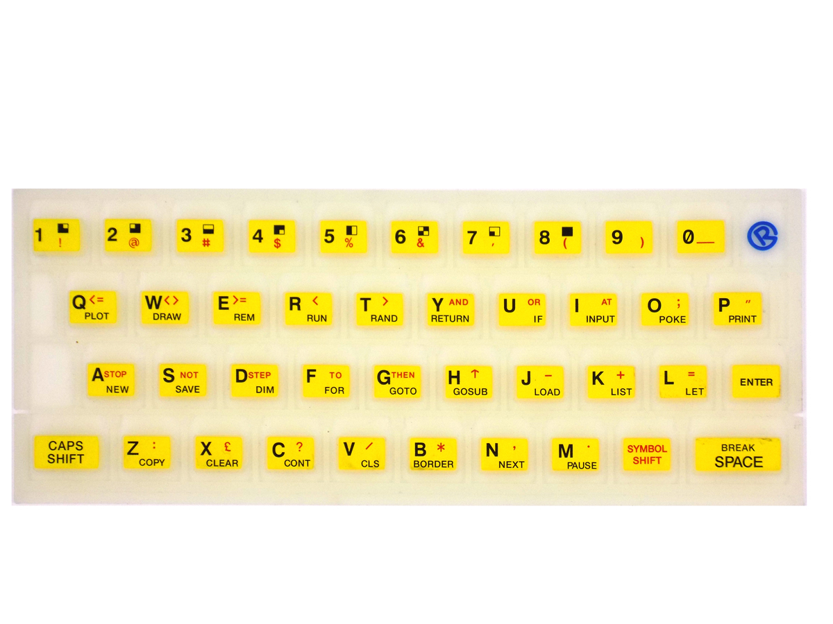Fluorescent rubber keyboard mat for ZX Spectrum 16k / 48k, yellow