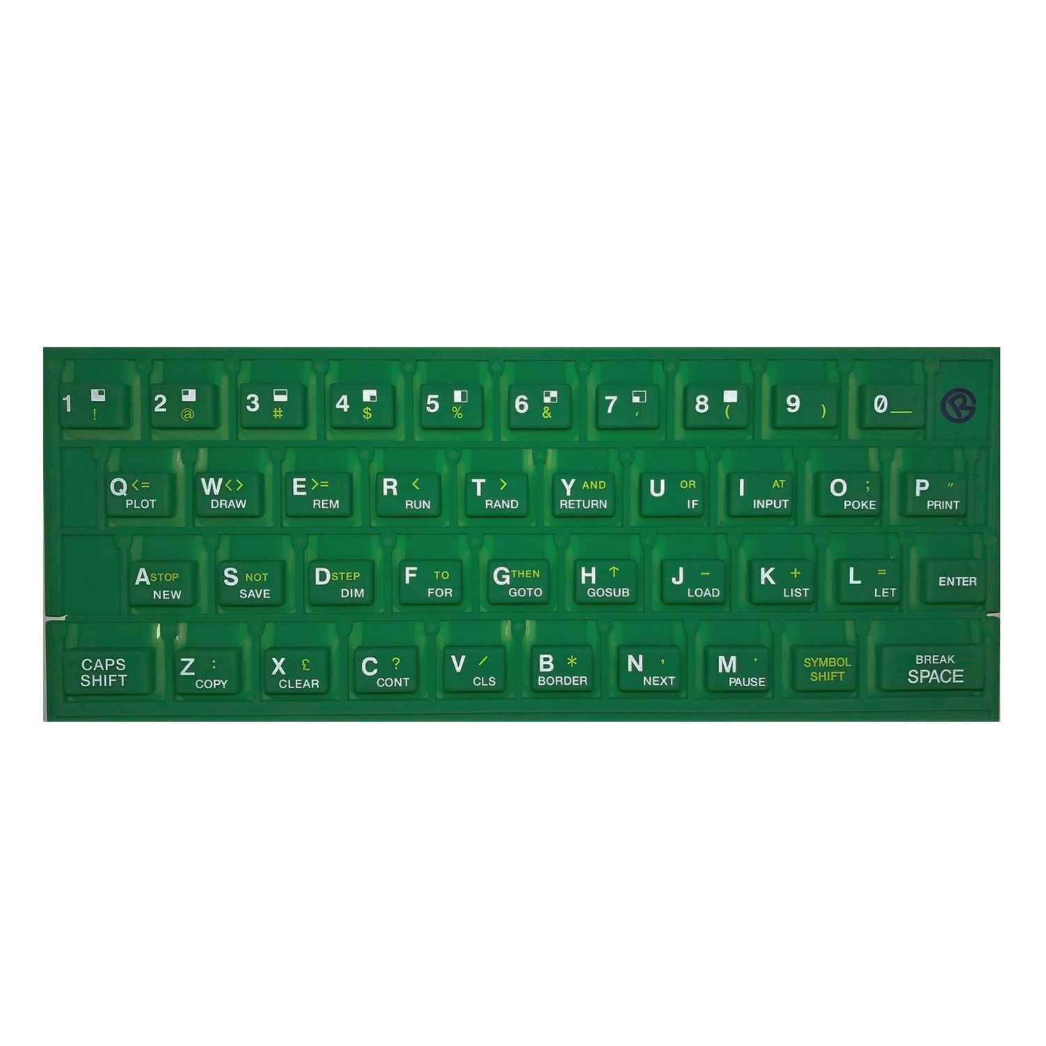 でん Rubber Keyboard Mat in Green for Original Sinclair ZX