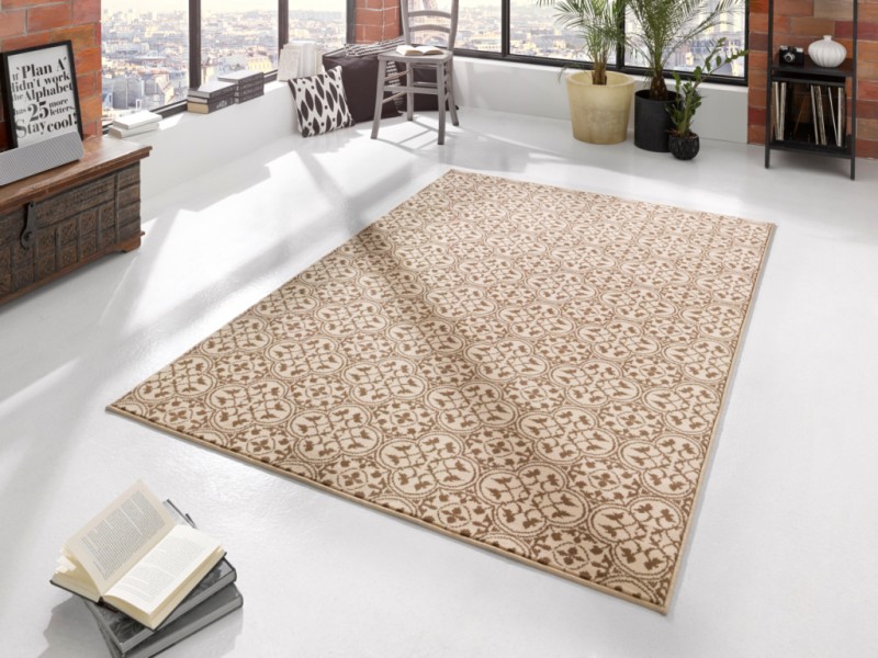 Designer Velours Teppich Pattern Braun Creme102413