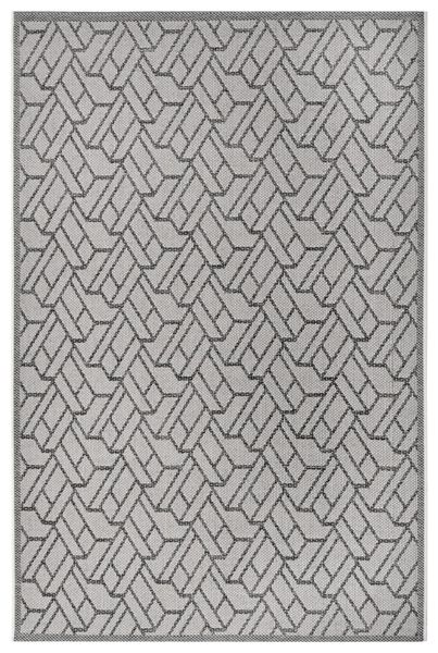 Hanse Home Lahal Outdoor tapijt, weerbestendig, modern geometrisch ruitpatroon, waterdicht, robuust buitentapijt, plat weefsel, voor tuin, balkon, terras, woonkamer, grijs-beige, 76 x 150 cm