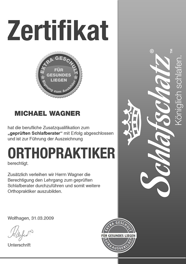 Orthopraktiker Zertifikat Michael Wagner Orthopraktiker Zertifikat Michael Wagner