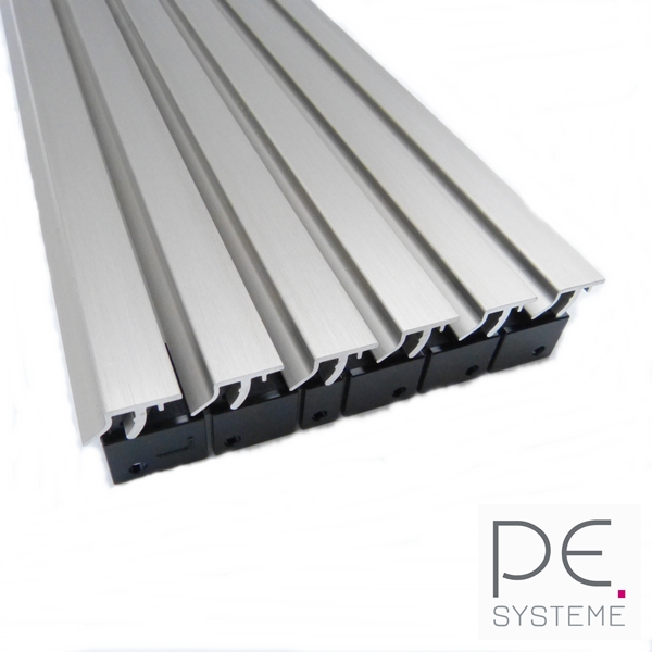 Lamellengitter aus Aluminium in Edelstahloptik